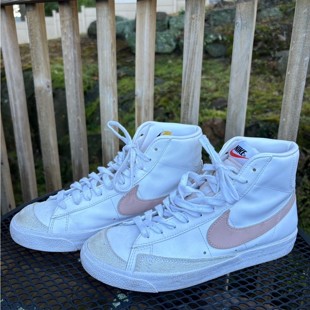 Nike Women's White and Pink High-Top Blazers